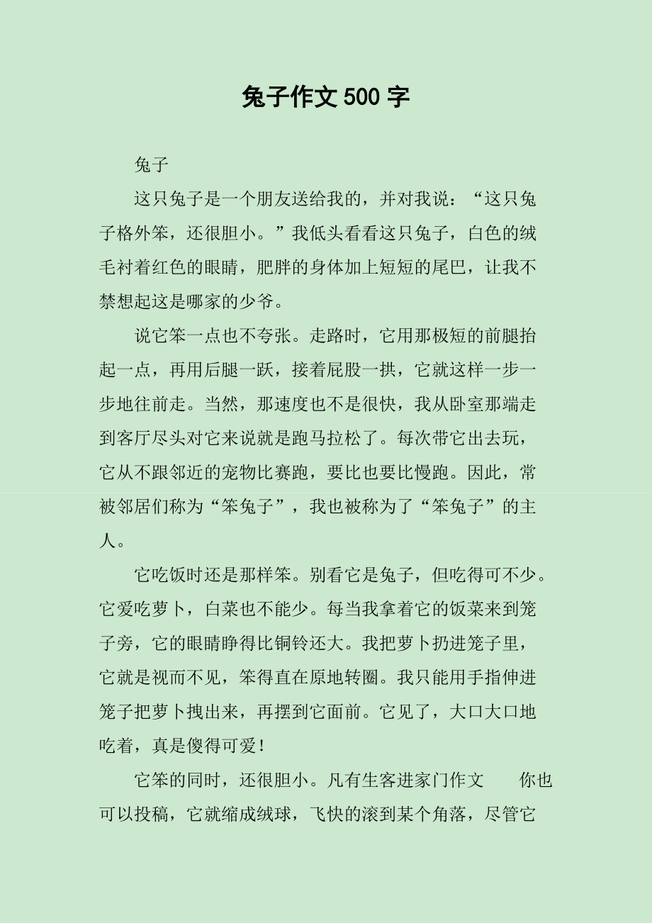 四年级作文兔子_兔子的作文_作文兔子300字三年级