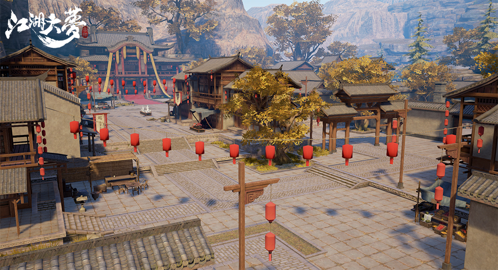 武侠画面_武侠视频素材_俯瞰视角武侠游戏手机版